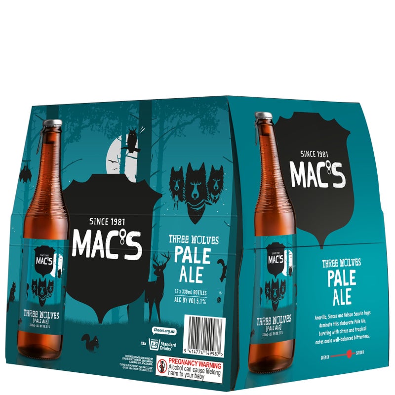 Macs Three Wolves Pale Ale 12 Pack Bottles 330ml | Liquorland