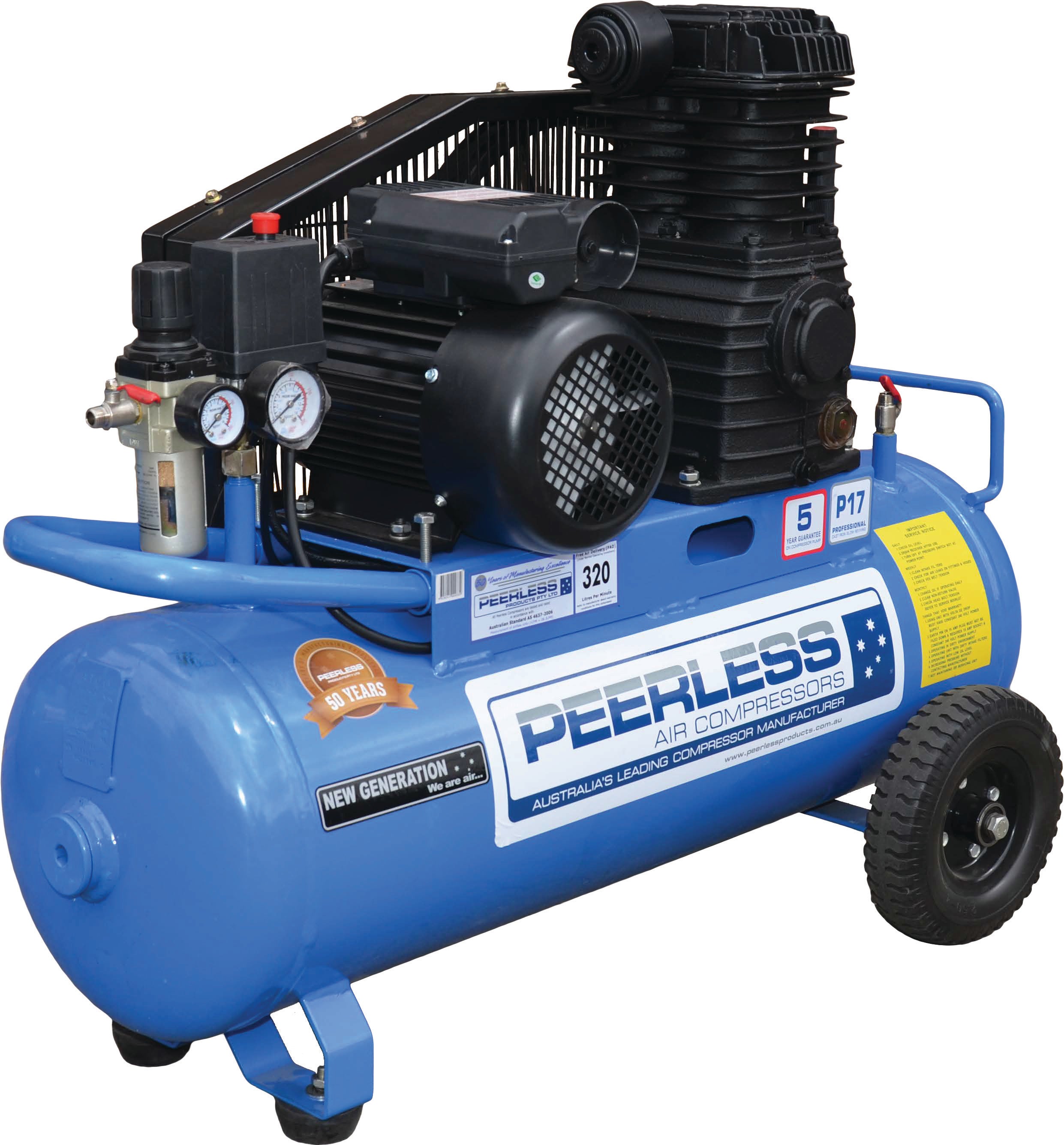 AIR COMPRESSOR 320LPM P17 55LTR 11CFM 3.5HP 15AMP (00087) | Eastside