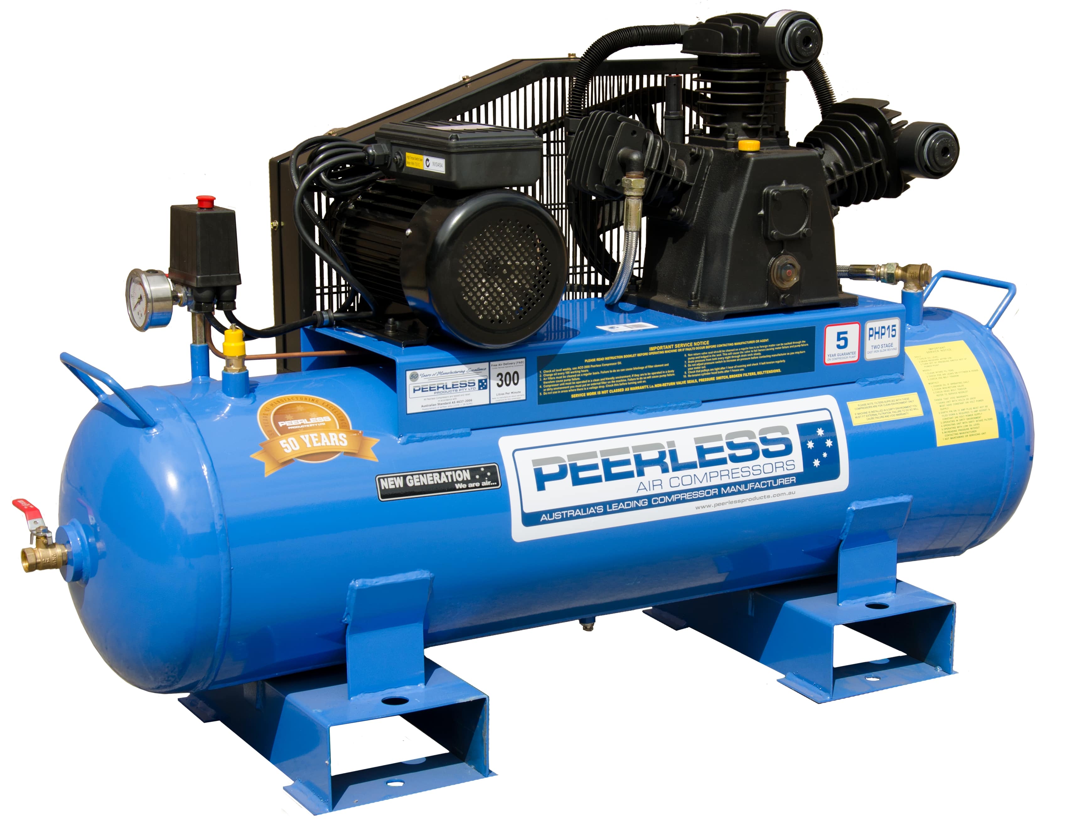 AIR COMPRESSOR 15AMP 11CFM 110LTR 3CYL 300LPM PHP15FB(00105) | Eastside